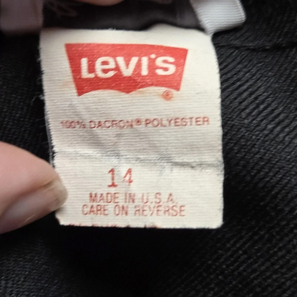 Levi Strauss Bend Over Pants Women 14 Black Vintage Elastic Waist Straight Leg